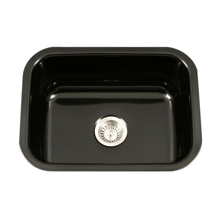 Houzer Porcela 22-3/4" Undermount Single Basin Porcelain, Stainless Steel Kitchen Sink Black