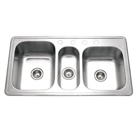 Houzer Premier 41-5/16" Drop In Triple Basin Stainless Steel Kitchen Sink with Basket Strainer Stainless Steel