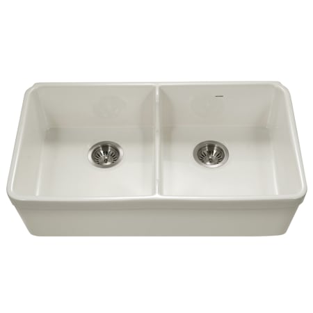 Houzer Platus 32-3/16" Farmhouse Double Basin Fireclay Kitchen Sink Biscuit