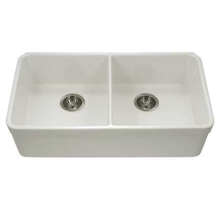 Houzer Platus 32-3/16" Undermount Double Basin Fireclay Kitchen Sink Biscuit
