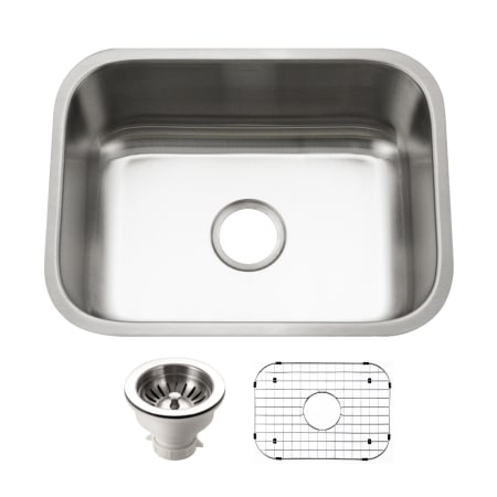 Houzer Eston 23-1/4" Undermount Single Basin Stainless Steel Kitchen Sink with Basin Rack and Basket Strainer Stainless Steel