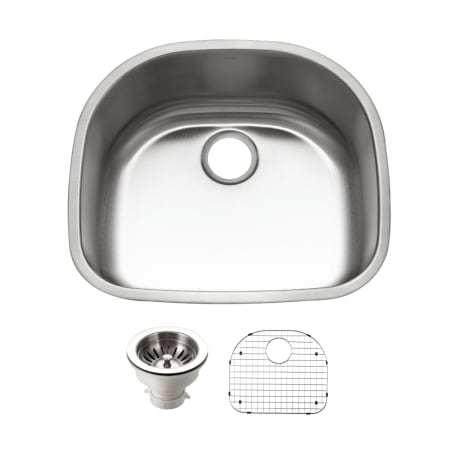 Houzer Eston 23-7/16" Undermount Single Basin Stainless Steel Kitchen Sink with Basin Rack and Basket Strainer Stainless Steel