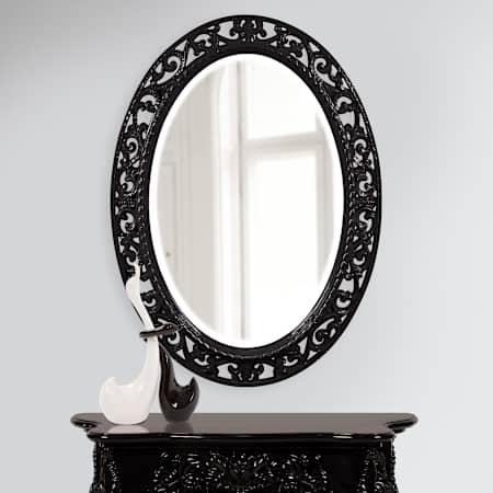 Howard Elliott Shelly 27" W x 37" H Oval Framed Accent Mirror Black