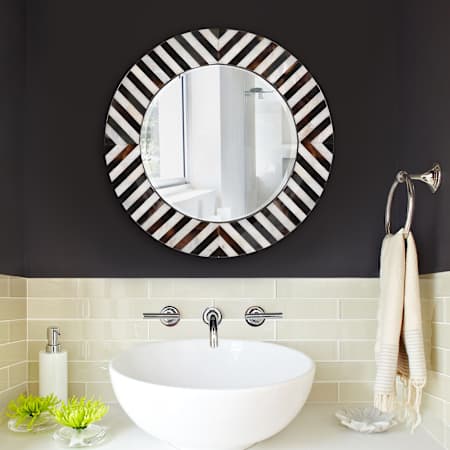 Howard Elliott Alianna 24" Diameter Circular Framed Bathroom Mirror Glossy White / Glossy Black