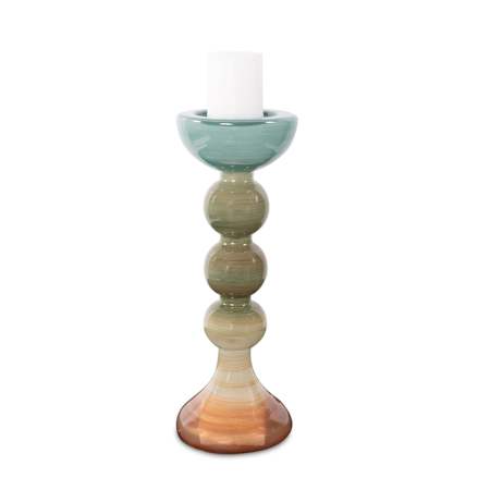 Howard Elliott Capri Stripe 15.25" Tall Glass Pilar Candle Holder Multi-Color