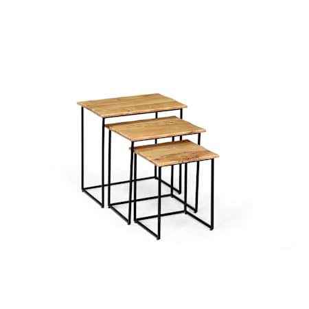 Howard Elliott Avinash Wood Top Metal Nesting Tables - Set of 3 Black