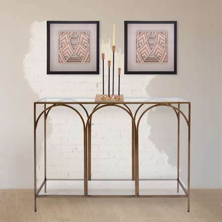 Howard Elliott Alexis 42" Wide Glass Top Metal Console Table Bronze