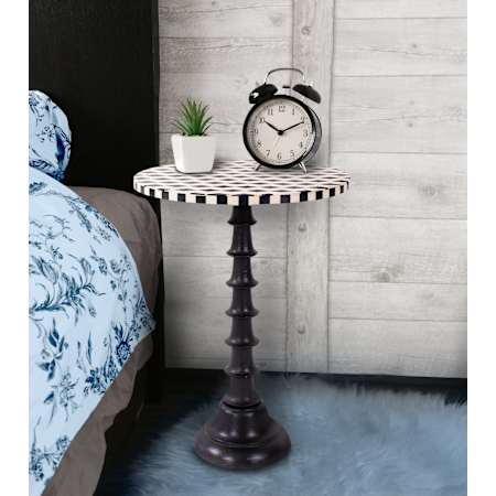 Howard Elliott Hesperides 15" Diameter Aluminum End Table Black / White