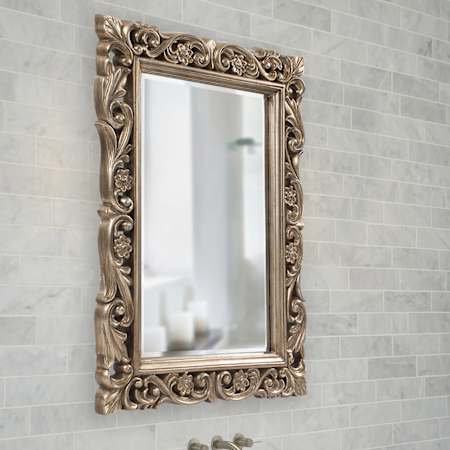Howard Elliott Chateau 31-1/2" W x 42" H Rectangular Framed Bathroom Mirror French Pewter
