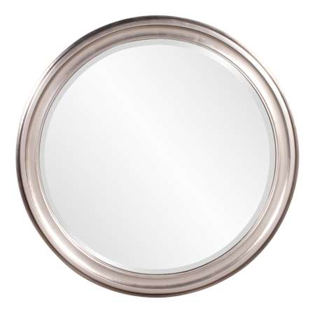 Howard Elliott George 36" Diameter Circular Wood Framed Bathroom Mirror Bright Silver Leaf