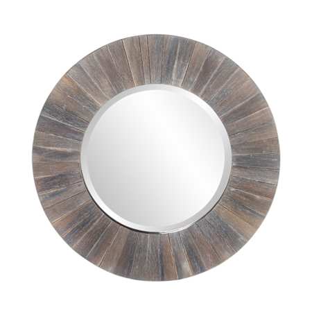Howard Elliott 18" Diameter Circular Framed Bathroom Mirror Rustic Wood