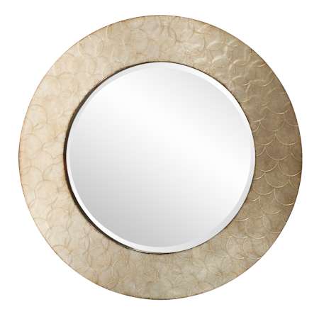 Howard Elliott Amy Lynn 36" Diameter Circular Wood Framed Bathroom Mirror Champagne Silver / Bronze