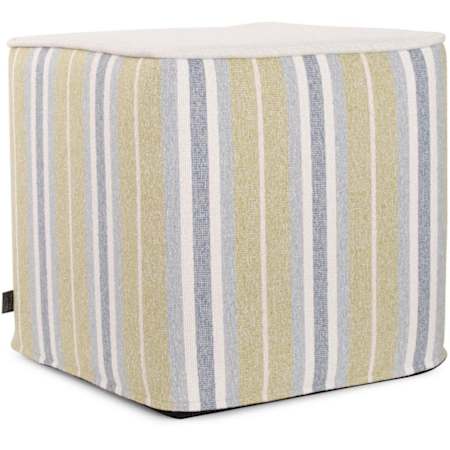 Howard Elliott Polarity 17" Wide Plywood and Polyester Outdoor Square Ottoman with Foam Filling Moss