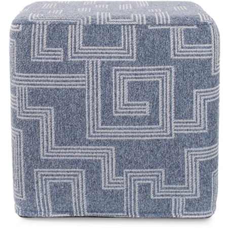 Howard Elliott Mistify 17" Wide Plywood and Polyester Outdoor Square Ottoman with Foam Filling Denim