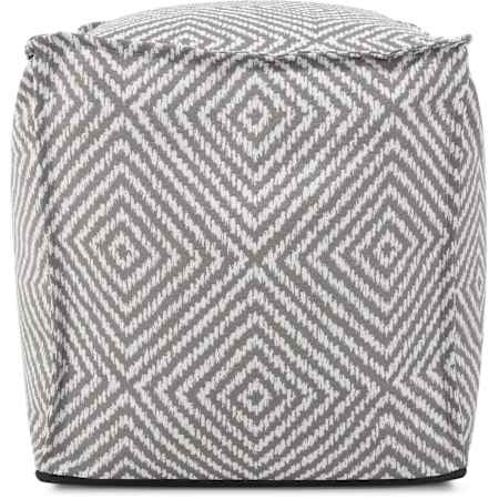 Howard Elliott Gladius 20" Wide Polyester Outdoor Pouf Square Ottoman Pewter