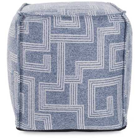 Howard Elliott Mistify 20" Wide Polyester Outdoor Pouf Square Ottoman Denim
