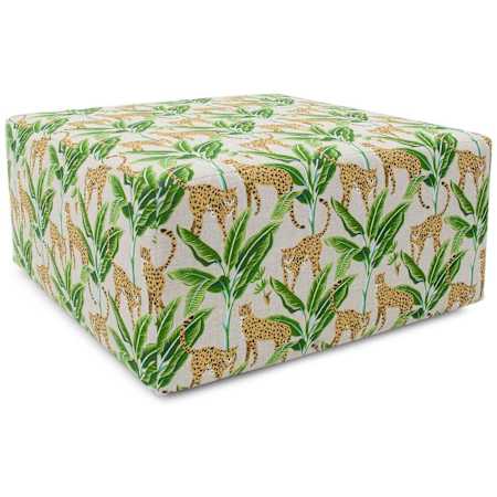 Howard Elliott Mengu 36" Wide Plywood and Polyester Outdoor Square Ottoman Natural