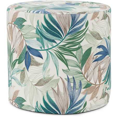 Howard Elliott Harvester 17" Wide Plywood and Polyester Outdoor Round Ottoman with Foam Filling Indigo