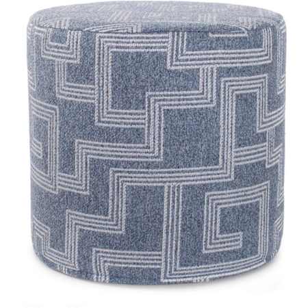 Howard Elliott Mistify 18" Wide Plywood and Polyester Outdoor Round Ottoman with Foam Filling Denim