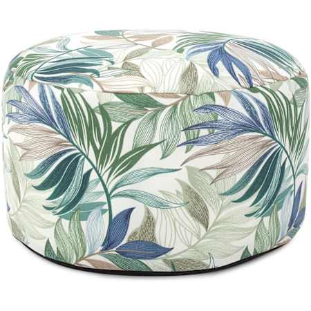Howard Elliott Harvester 22" Wide Polyester Outdoor Foot Pouf Ottoman Indigo