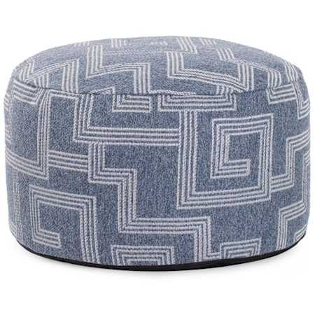 Howard Elliott Mistify 22" Wide Polyester Outdoor Short Pouf Ottoman Denim