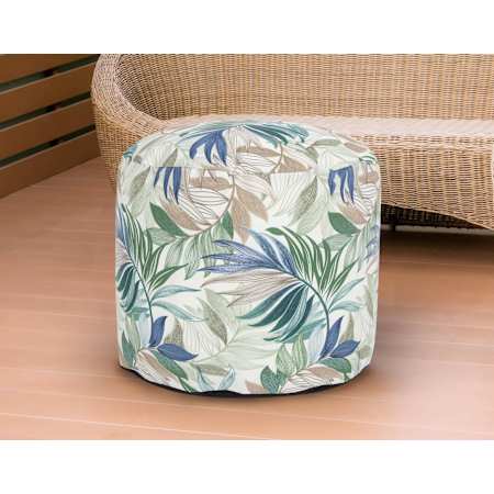 Howard Elliott Harvester 22" Wide Polyester Outdoor Pouf Ottoman Indigo