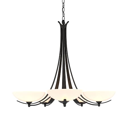 Hubbardton Forge Aegis 5 Light 32" Wide Chandelier Black / Opal