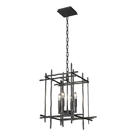 Hubbardton Forge Tura 4 Light 17" Wide Taper Candle Style Chandelier Black