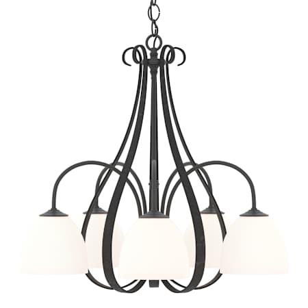 Hubbardton Forge Sweeping Taper 5 Light 24" Wide Chandelier Black / Opal