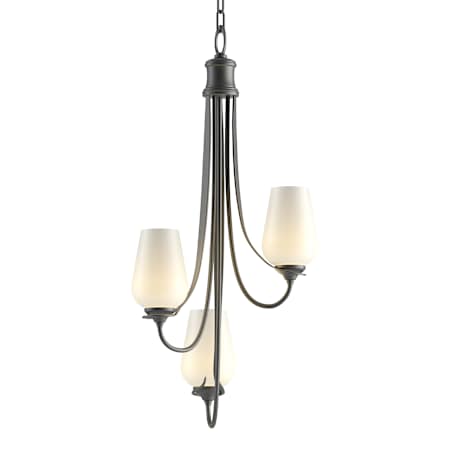 Hubbardton Forge Flora 3 Light 16" Wide Chandelier Black / Opal