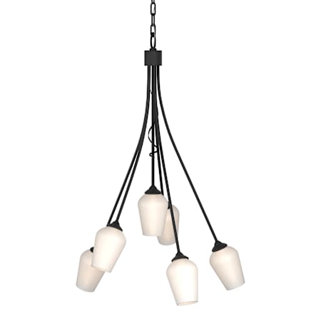 Hubbardton Forge Flora 6 Light 24" Wide Chandelier Black / Opal