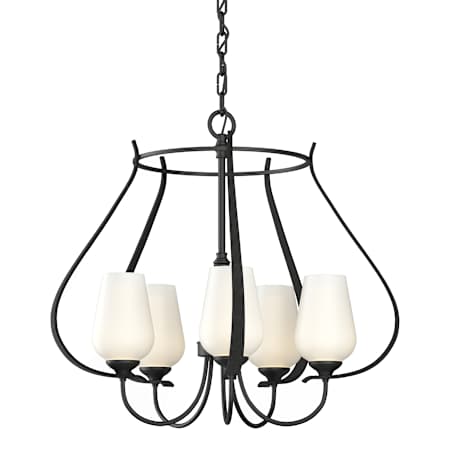 Hubbardton Forge Flora 5 Light 23" Wide Chandelier Black / Opal
