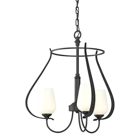 Hubbardton Forge Flora 3 Light 20" Wide Chandelier Black / Opal