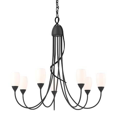 Hubbardton Forge Flora 7 Light 25" Wide Chandelier Black / Opal