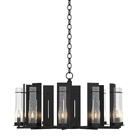 Hubbardton Forge New Town 10 Light 30" Wide Chandelier Black / Seedy