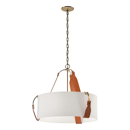 Hubbardton Forge Saratoga 3 Light 27" Wide Pendant Antique Brass / Beige
