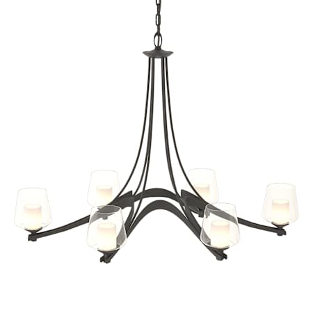 Hubbardton Forge Ribbon 6 Light 39" Wide Chandelier Black / Clear