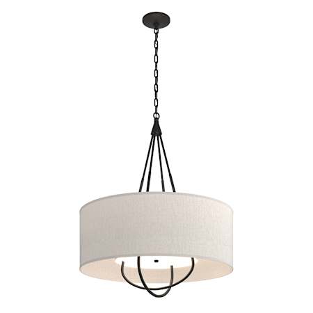 Hubbardton Forge Loop 4 Light 28" Wide Pendant Black / Black / Flax