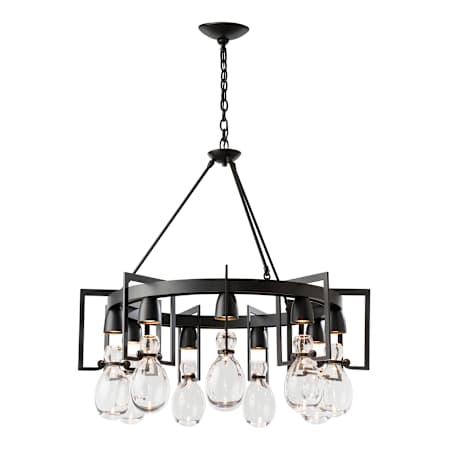 Hubbardton Forge Apothecary 9 Light 35" Wide Chandelier Black / Clear