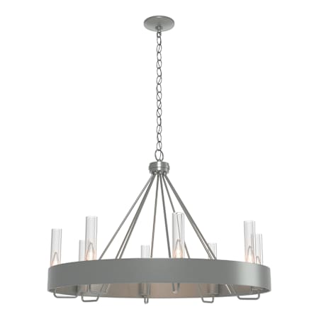 Hubbardton Forge Banded 8 Light 32" Wide Ring Chandelier Vintage Platinum / Clear