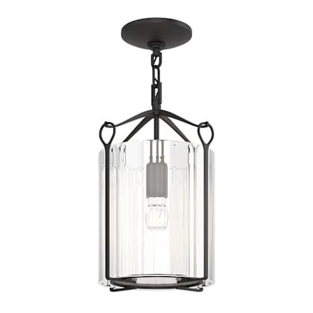 Hubbardton Forge Bow 10" Wide Semi-Flush Ceiling Fixture Black / Clear