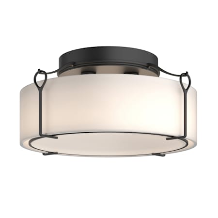 Hubbardton Forge Bow 4 Light 20" Wide Semi-Flush Drum Ceiling Fixture Black / Opal