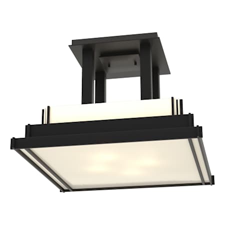 Hubbardton Forge Steppe 4 Light 18" Wide Semi-Flush Square Ceiling Fixture Black / Ivory Art