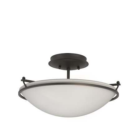 Hubbardton Forge Simple Lines 2 Light 15" Wide Semi-Flush Bowl Ceiling Fixture with Customizable Glass Shade Black / Opal