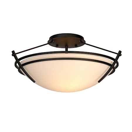 Hubbardton Forge Tryne 2 Light 17" Wide Semi-Flush Bowl Ceiling Fixture Black / Opal