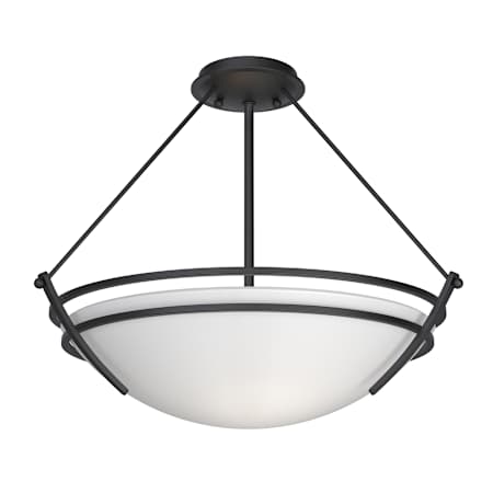 Hubbardton Forge Tryne 3 Light 18" Wide Semi-Flush Bowl Ceiling Fixture Black / Opal