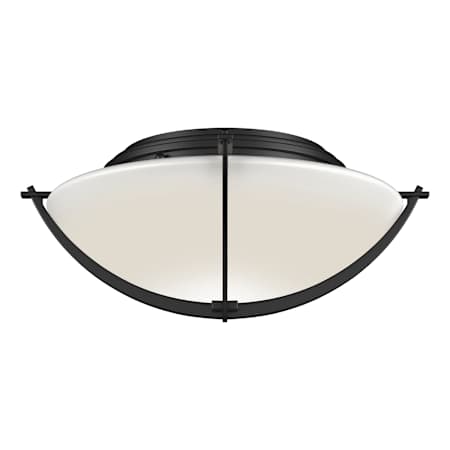 Hubbardton Forge Compass 2 Light 16" Wide Flush Mount Bowl Ceiling Fixture with Customizable Glass Shade Black / Opal