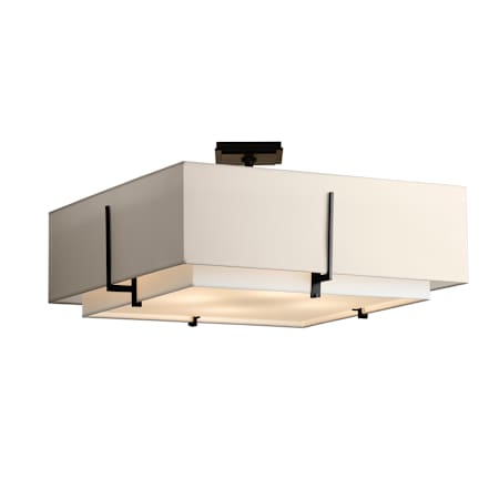 Hubbardton Forge Exos 4 Light 25" Wide Semi-Flush Square Ceiling Fixture with Customizable Fabric Shade Black / Flax