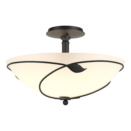 Hubbardton Forge Leaf 3 Light 16" Wide Semi-Flush Bowl Ceiling Fixture Black / Opal