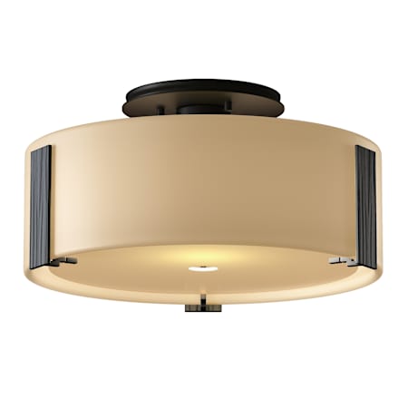 Hubbardton Forge Impressions 12" Wide Semi-Flush Drum Ceiling Fixture Black / Opal